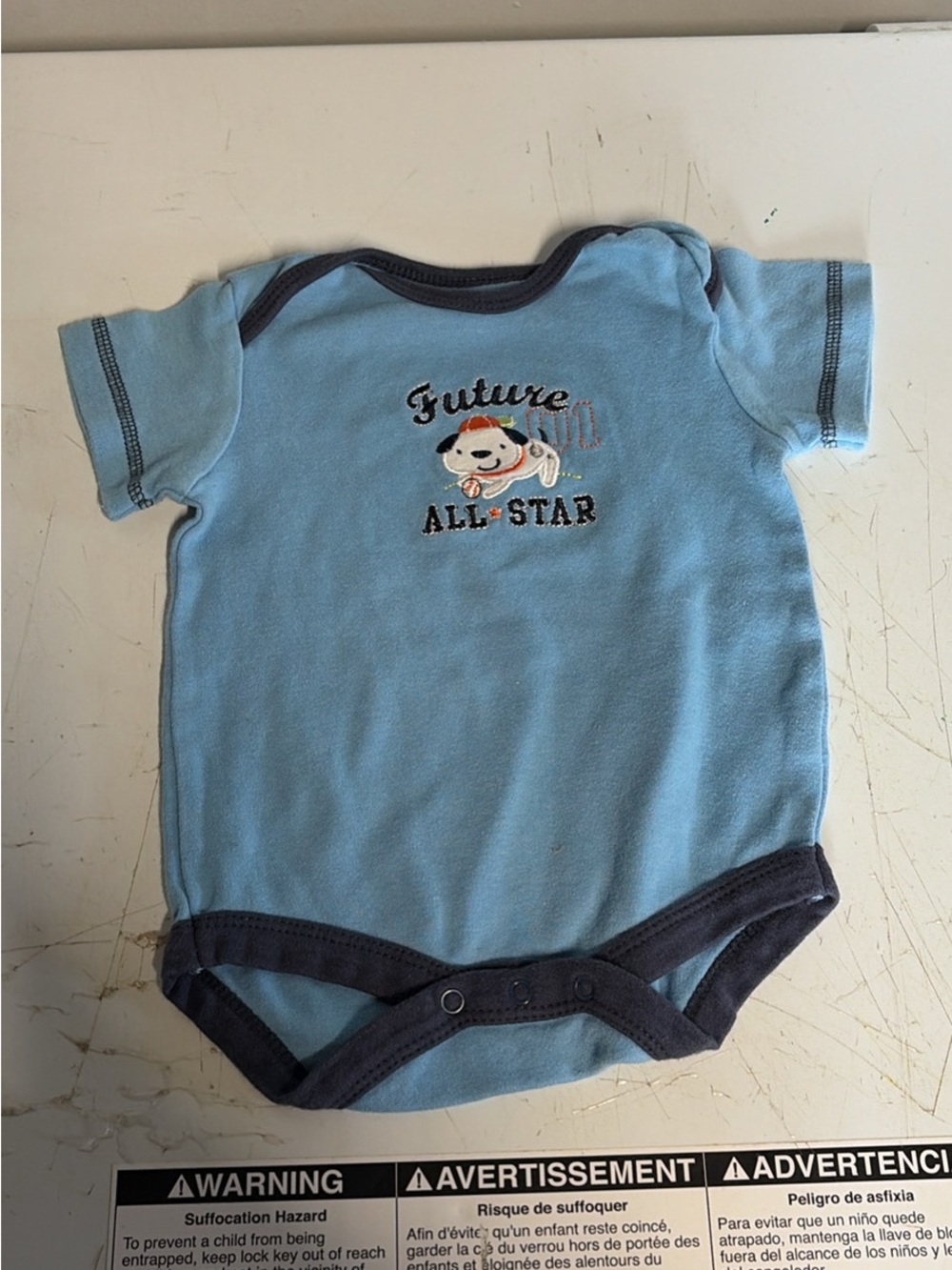Light Blue 'Future All-Star' Baby One-Piece Bodysuit bon bébé brand size 3-6m